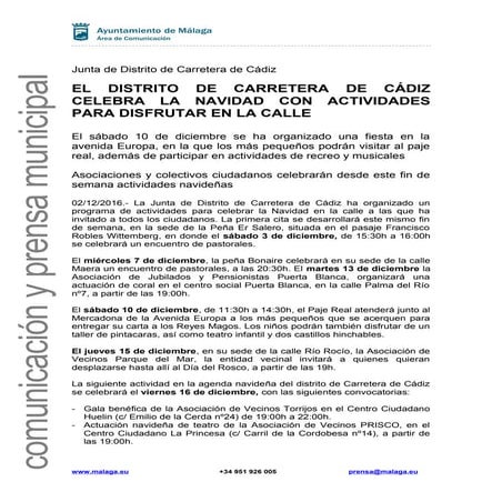  EL DISTRITO DE CARRETERA DE CÁDIZ CELEBRA LA NAVIDAD CON ACTIVIDADES PARA DI...
