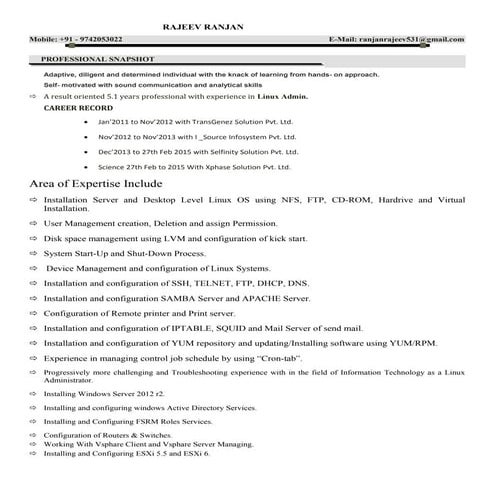 Rajeev Ranjan Linux Admin