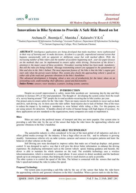 IRJET - IoT based Smart Vehicle Alert System for Accident Prevention | PDF