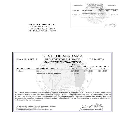 Alabama Life and Health Insurance License | PDF