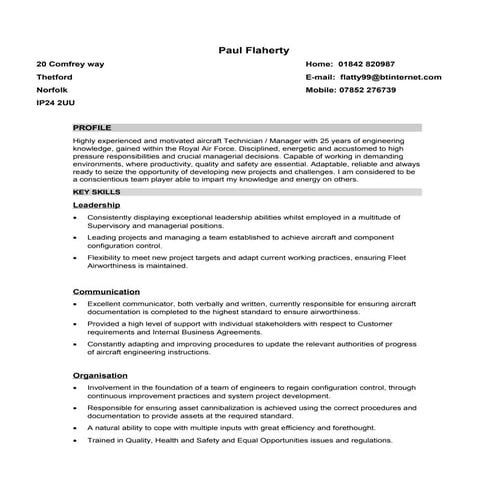 Paul Flaherty CV