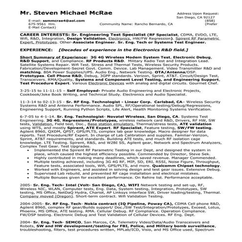 Steve McRae_Sr. Engineering Test Specialist Resume_X12G | PDF