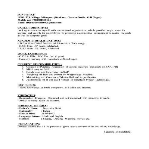 Sonu bhati resume 