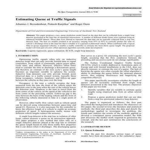 TOTJ 73 Estimating queues at traffic signals