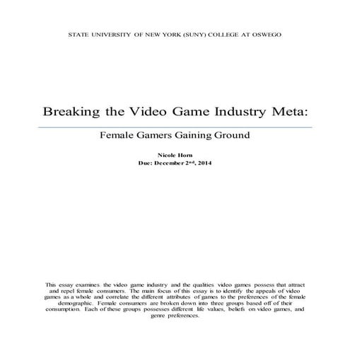 The Mind of a Gamer- The Influential Factors on Preference