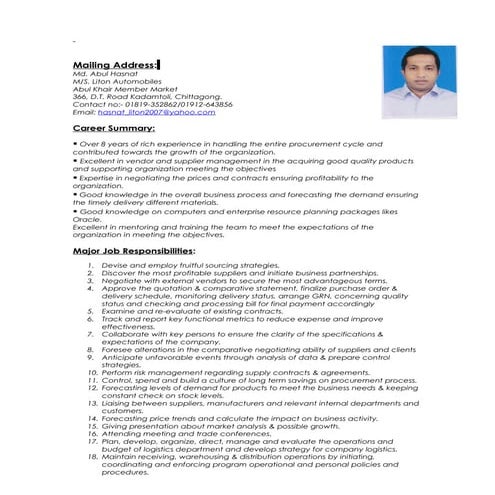Resume of Hasnat Abul