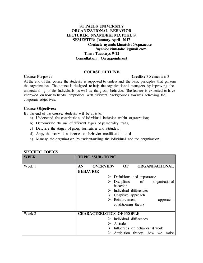 Organisational behaviour learning outcomes picture
