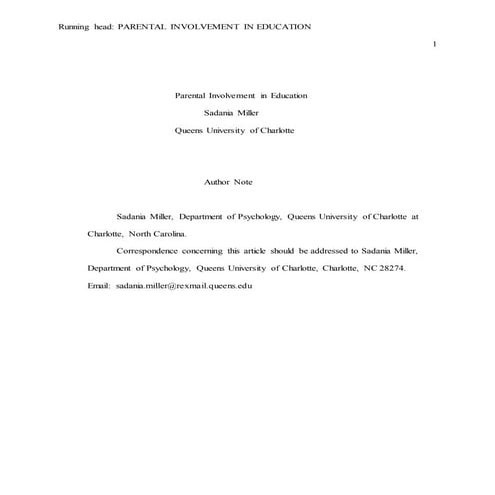 Parental Involvement in Education