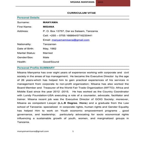 MANYAMA-CV 2015 | PDF