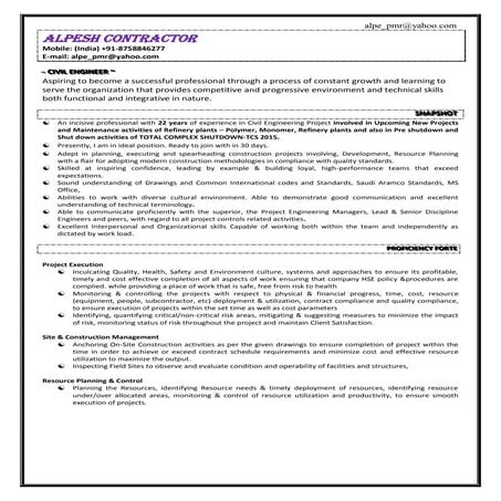 CV for civil engineer (Updated)--- Alpesh Parmar