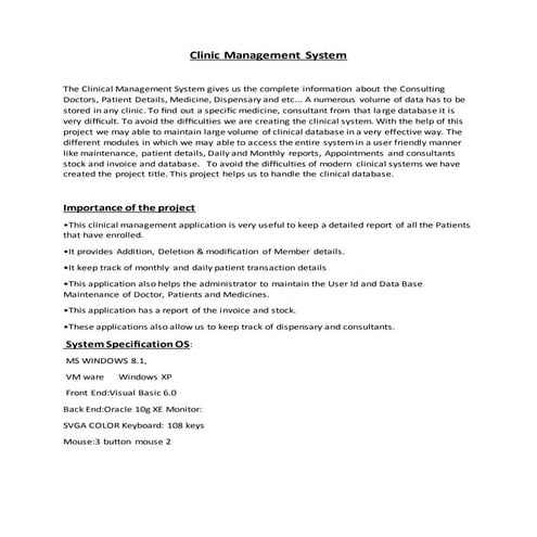 Clinic Management System