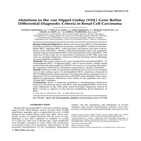 Journal of Surgical Oncology - Barnabas