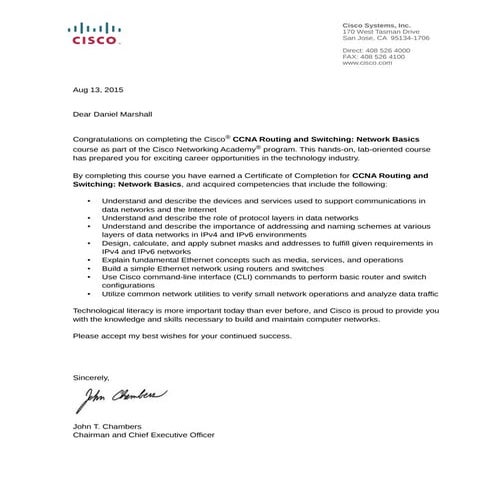 Daniel Marshall CCNA1 ltr