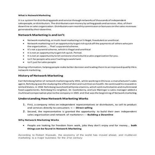 What is network marketing