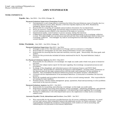 Amy Steinhauer Resume 2016