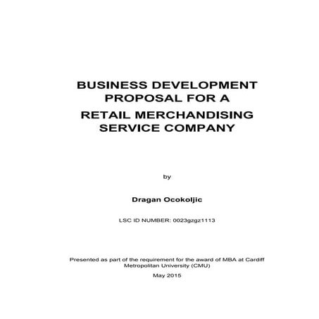 Business Development Proposal Project for a Retail Merchandising Service Comp...