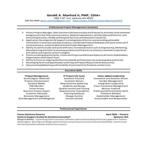 Gerry Manfred resume