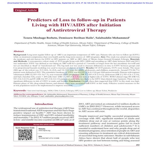 Predictors of Loss to follow-up