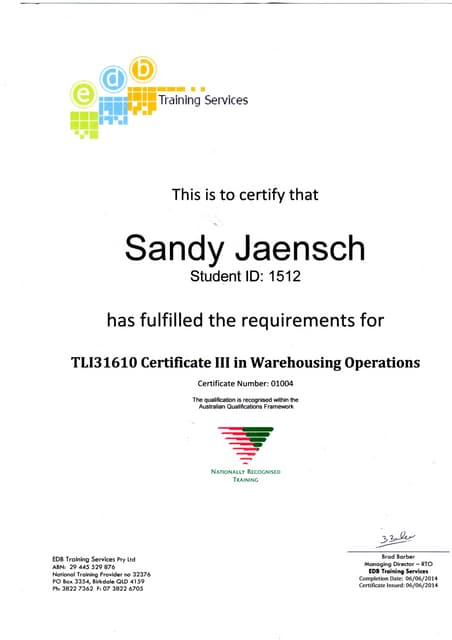 Certificate III Warehousing | PDF
