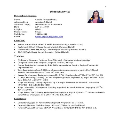 CV Urmila
