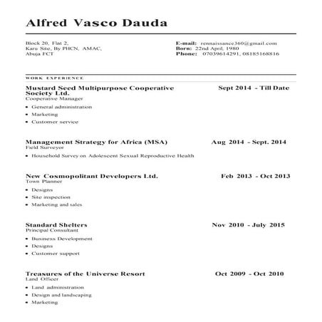 Alfred Vasco's CV 2