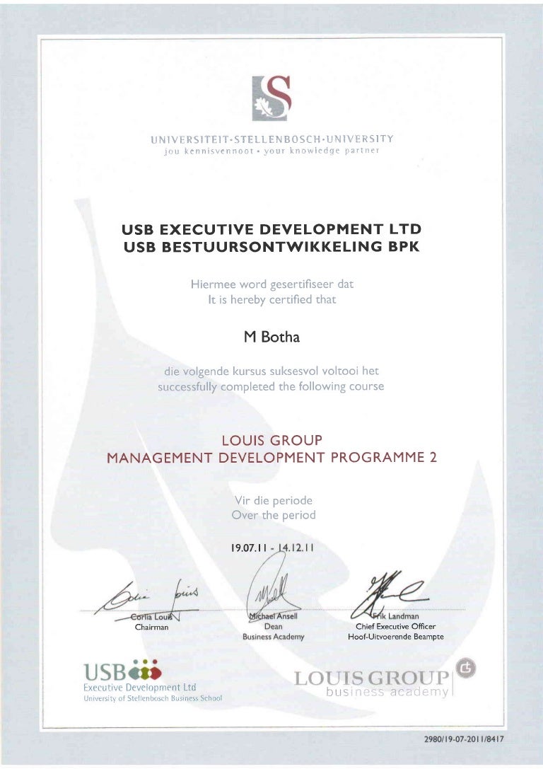 Usb louis group management development program pdf