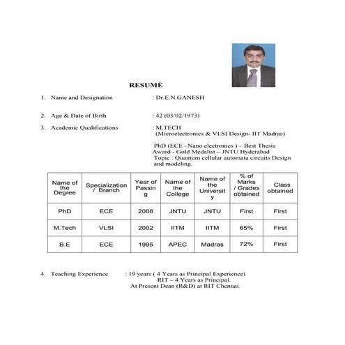 DrE.N.Ganesh_recent resume