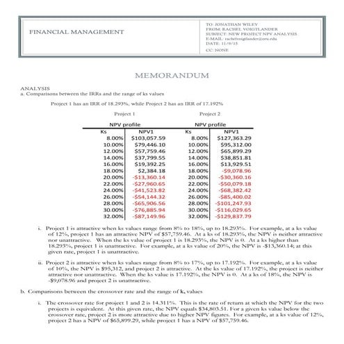 MEMORANDUM NPV | PDF