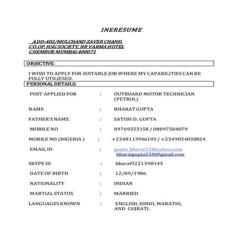 Mohammad Abid CV | DOCX