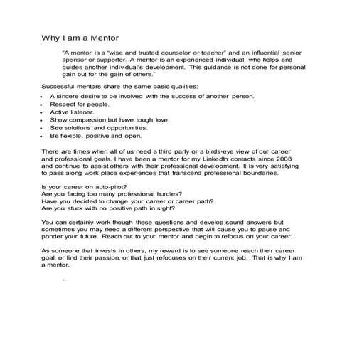 Why I am a mentor