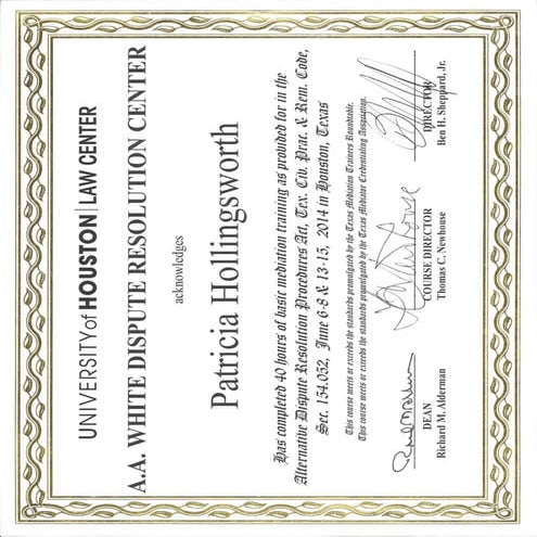 Basic Mediation Certification - Hollingsworth