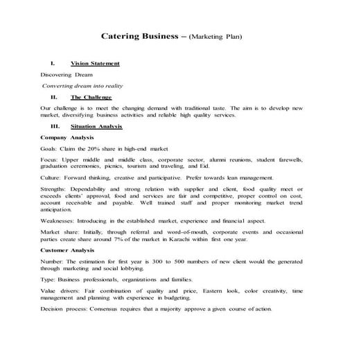 Catering Business – (Marketing Plan)