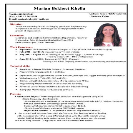 Marian Bekheet cv