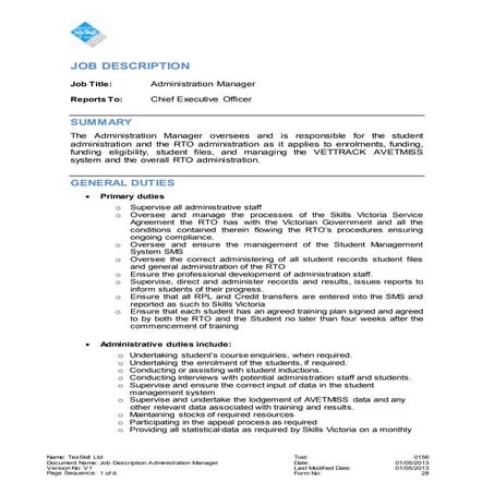 Texskill Admi Manager PD | DOCX