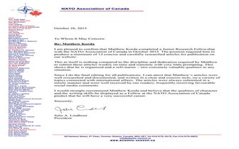 NATO Association Reference Letter - Matthew Korda