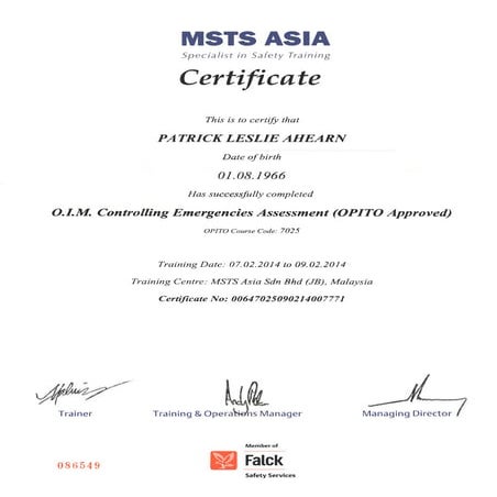 OIM Controlling Emergencies Assessment