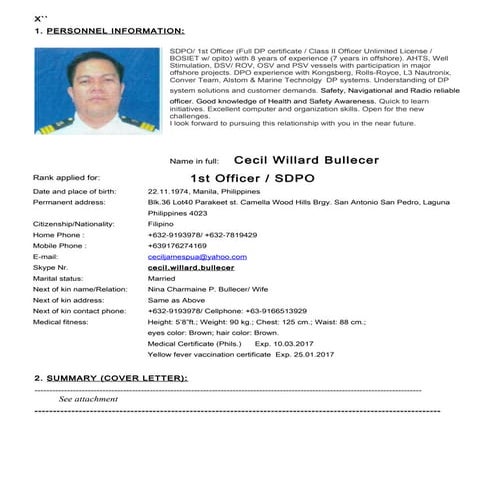 SDPO Cecil Bullecer CV Sept 2015