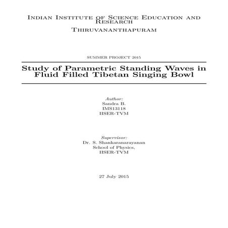 Study of Parametric Standing Waves in Fluid filled Tibetan Singing bowl