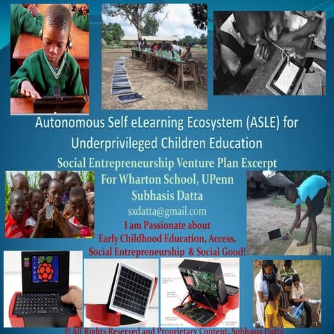 Autonomous Self eLearning Ecosystem - Social Entrepreneurship Venture Plan - ...