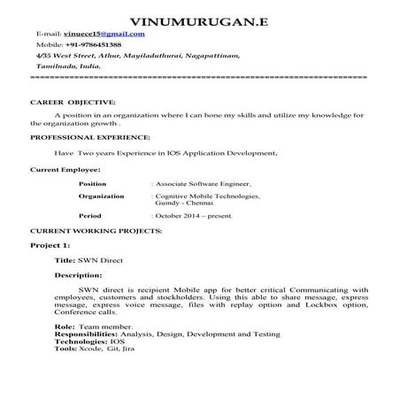 VINUMURUGAN RESUME