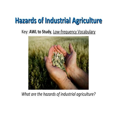 Chapter 2 hazards of industrial agriculture