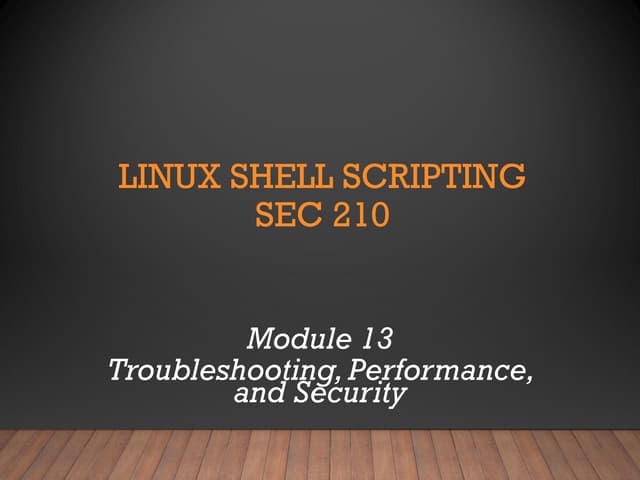 Module 13 - Troubleshooting