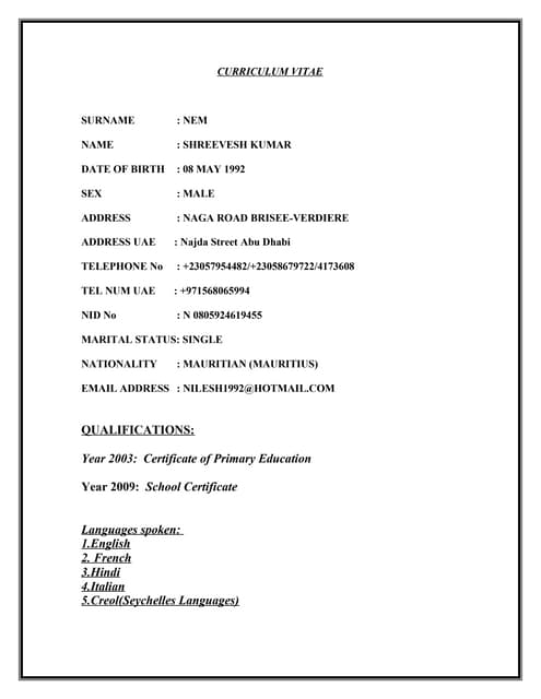 CV ABROAD