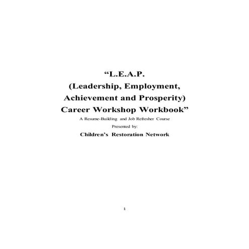 RevisedL.E.A.P.CareerWorkshopWorkbook