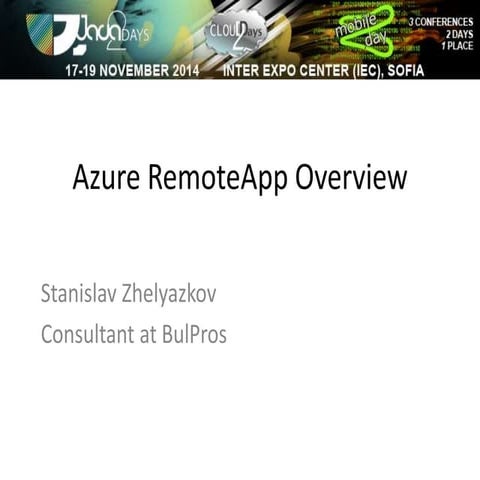 J2D - Azure RemoteApp Overview