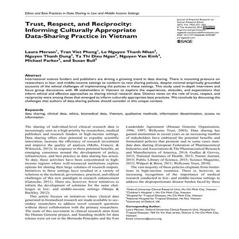 Trust, Respect, and Reciprocity