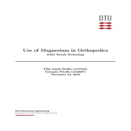 Use of Magnesium in Orthopedics