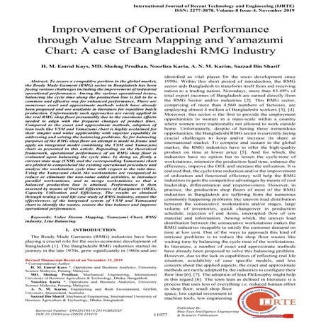Improvement of Operational Performance through Value Stream Mapping and Yamazumi Chart: A case of Bangladeshi RMG Industry