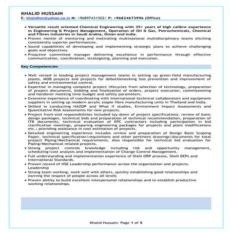 Resume - Khalid Hussain Project