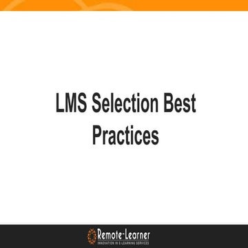 LMS Selection Best Practices 11-12-15